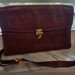 Elmani Leather Vintage Messenger- Briefcase-Organizer Crossbody Bag. Rare.